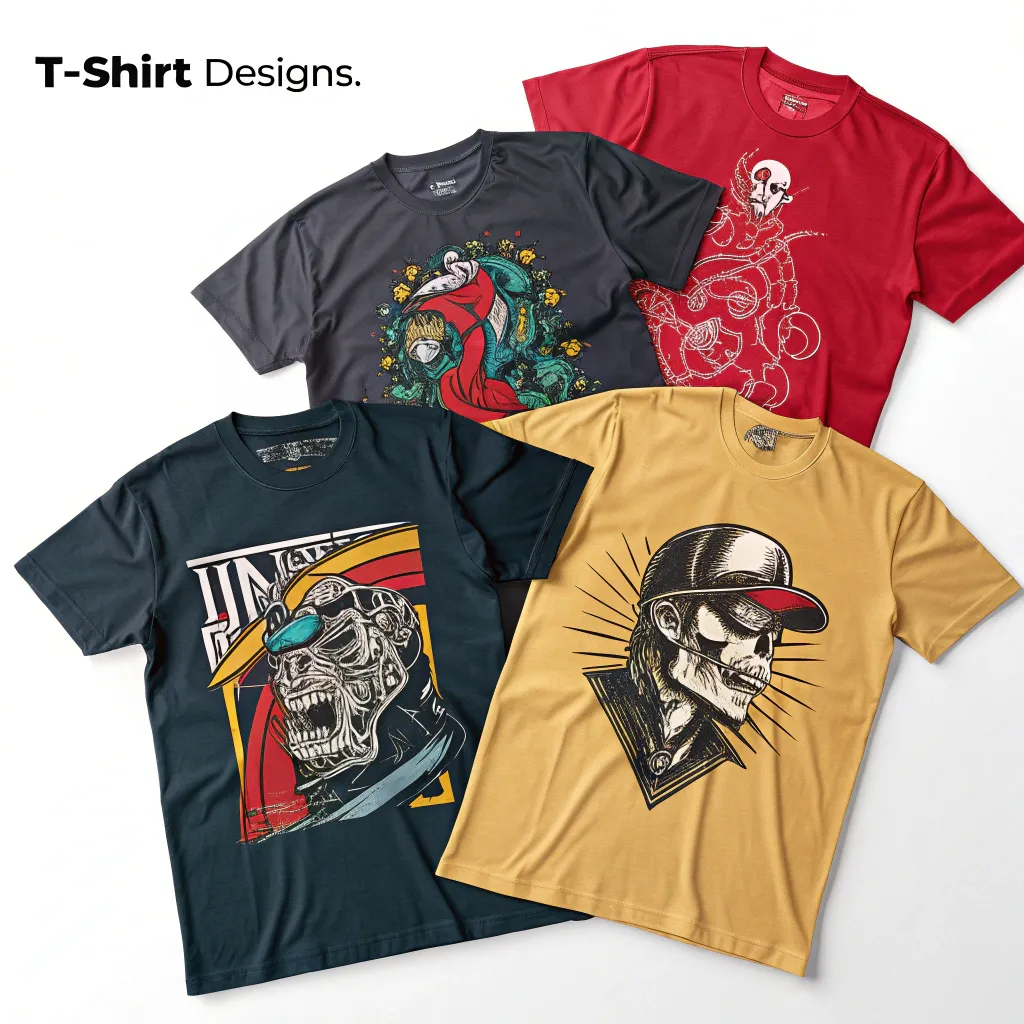 A variety of custom T-shirts designs